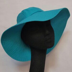 Teal Blue Sun Hat with Wide Brim, Summer Hat, Beach Hat